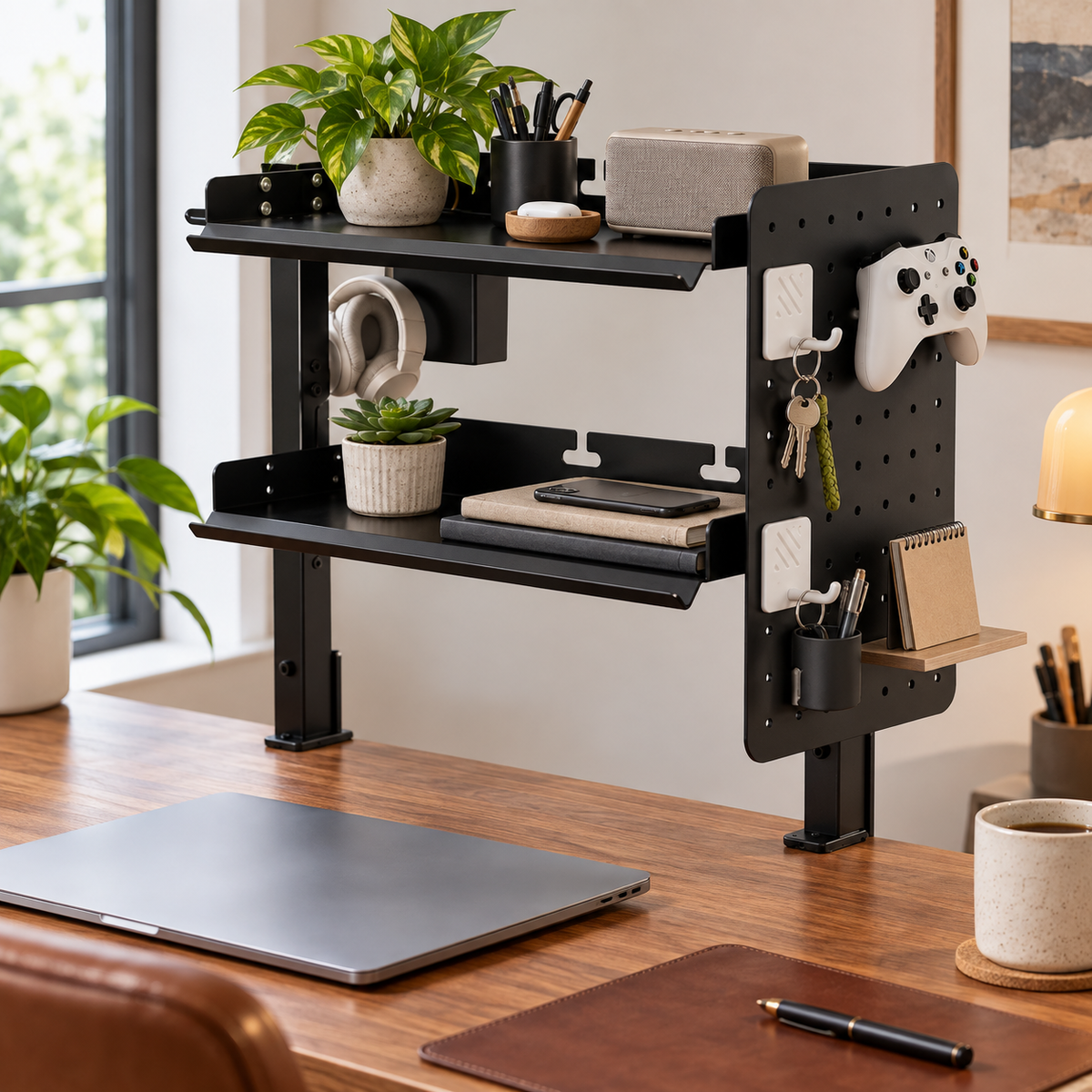 Metal Clamp On Desk Shelf