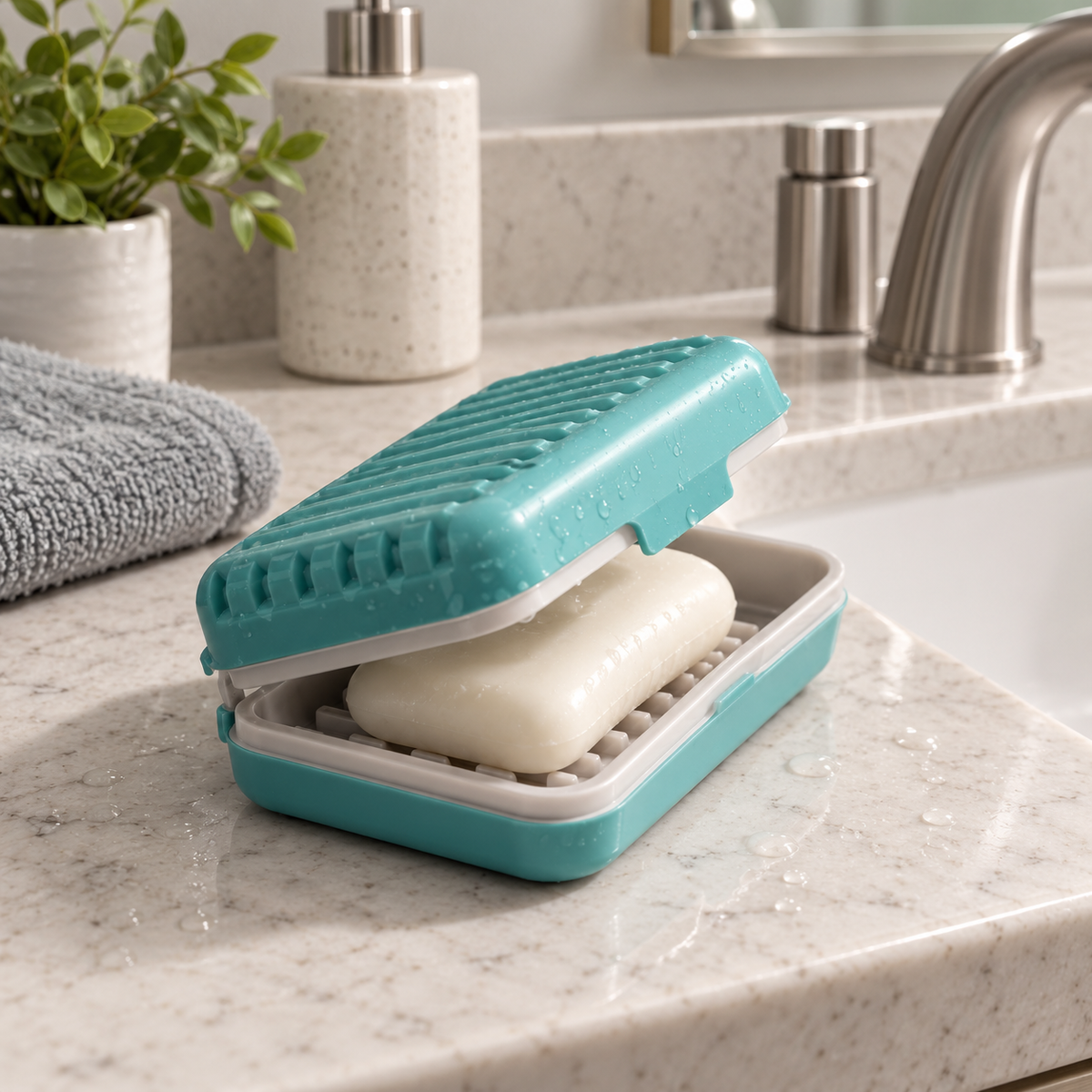 Leakproof Bar Soap Holder Dish With Lid For Shower