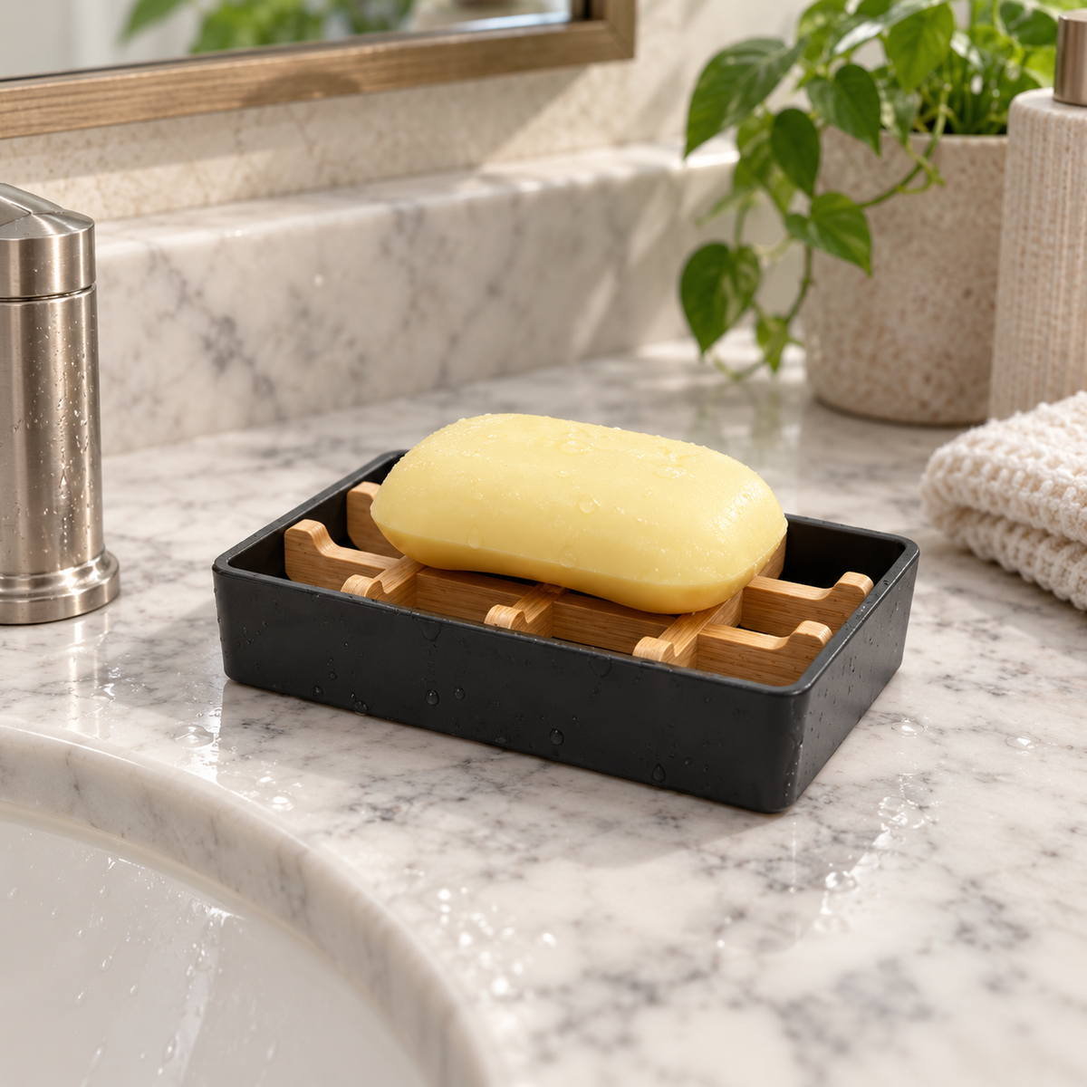 Bamboo Self Draining Soap Dish