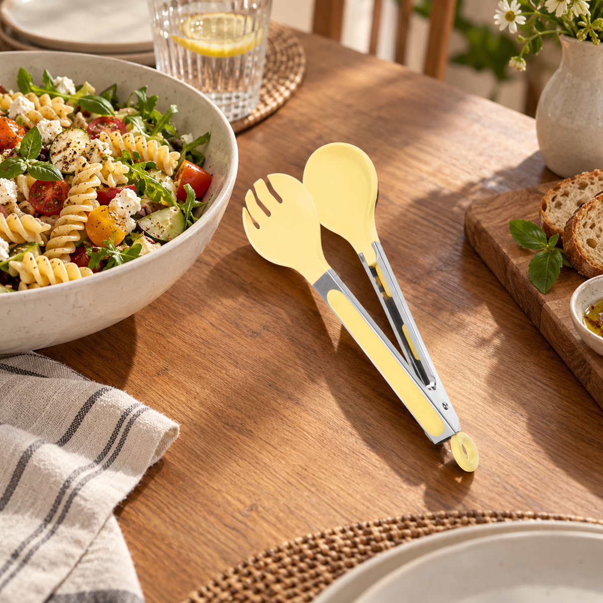 Silicone Food Tongs With Self-Locking Round Clip And Stand