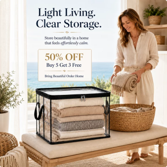 🎁💞LAST DAY 75% OFF ✨📦Larnto®Large Heavy-Duty Thick Plastic Clear Storage 4