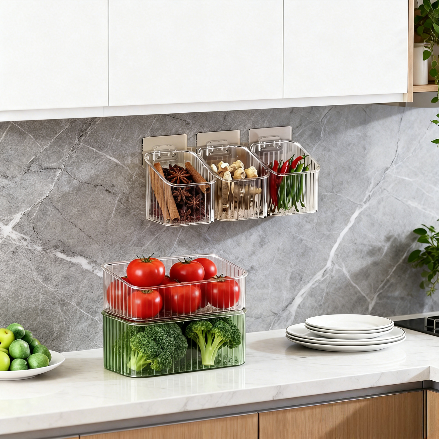 Larnto® Wall Mount Acrylic Organizer Bin (3pcs)