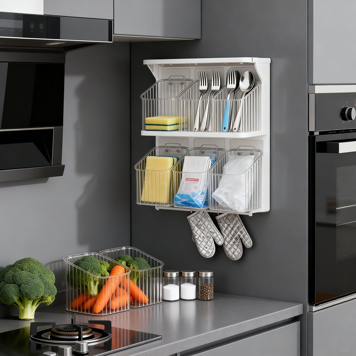 Larnto® Wall Mount Acrylic Organizer Bin (3pcs)