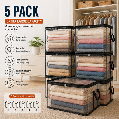 🎁💞LAST DAY 75% OFF ✨📦Larnto®Large Heavy-Duty Thick Plastic Clear Storage 3