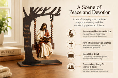 ✝️Jesus Swing Ornament – John 14:6 Faith Table Decor | Christian Bible Verse Home Decoration