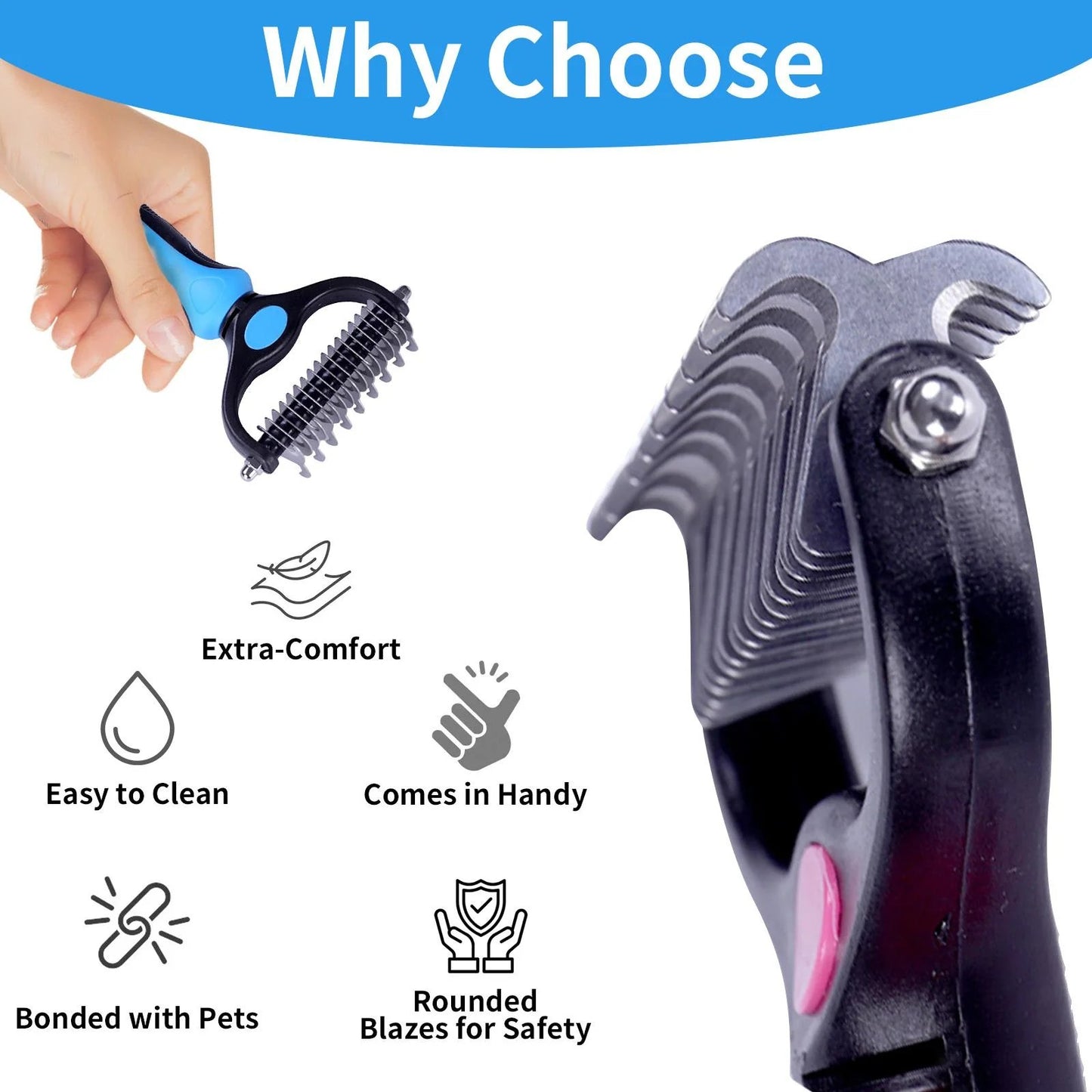 💞LAST DAY 50% OFF ✨🐾Double-Sided Pet Grooming Brush – Hurtless Shedding & Dematting Undercoat Rake for Dogs and Cats