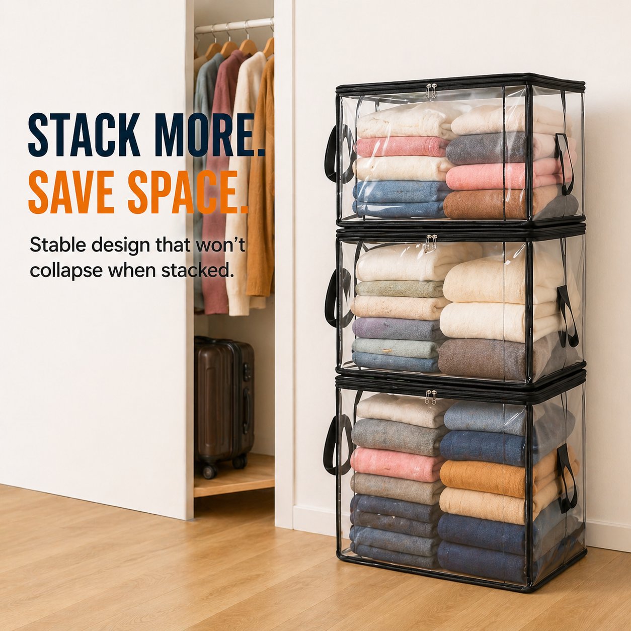 🎁💞LAST DAY 75% OFF ✨📦Larnto®Large Heavy-Duty Thick Plastic Clear Storage 3