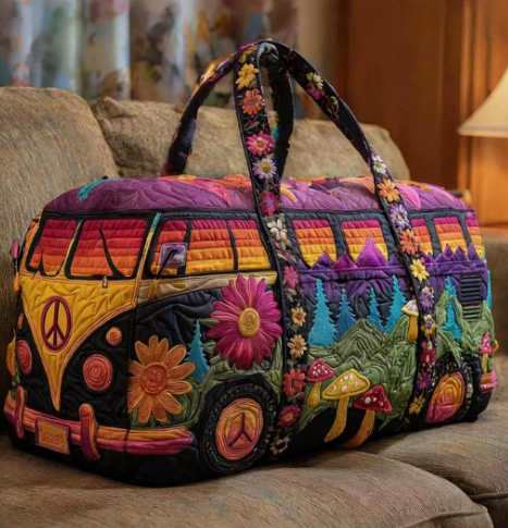 💞LAST DAY 50% OFF ✨Larnto® Hippie Journey Quilted Duffle Bag 2