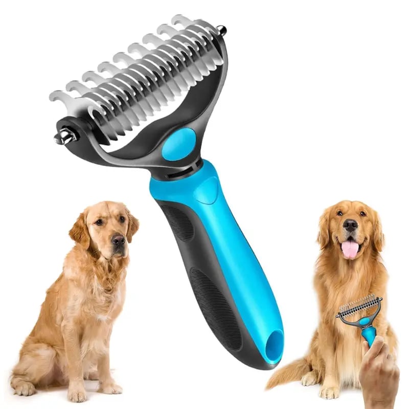 💞LAST DAY 50% OFF ✨🐾Double-Sided Pet Grooming Brush – Hurtless Shedding & Dematting Undercoat Rake for Dogs and Cats