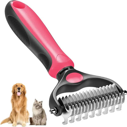 💞LAST DAY 50% OFF ✨🐾Double-Sided Pet Grooming Brush – Hurtless Shedding & Dematting Undercoat Rake for Dogs and Cats