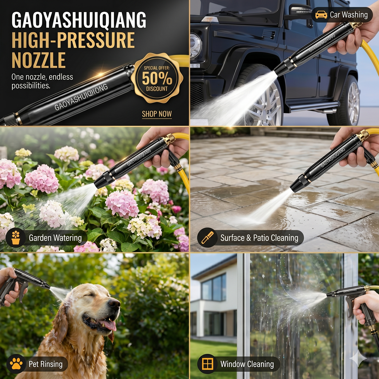🚗LAST DAY 50% OFF ✨Larnto®Powerful High-Pressure Home Car Wash & Garden Sprayer New
