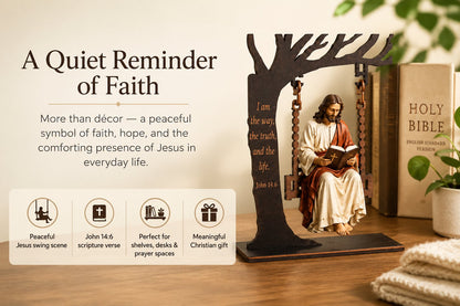 ✝️Jesus Swing Ornament – John 14:6 Faith Table Decor | Christian Bible Verse Home Decoration