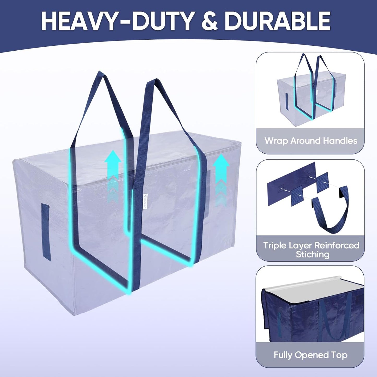 💞LAST DAY 50% OFF ✨24 Gallon Extra Large Moving Bags Heavy Duty with Zippers & Carrying Handles