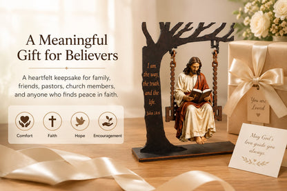 ✝️Jesus Swing Ornament – John 14:6 Faith Table Decor | Christian Bible Verse Home Decoration
