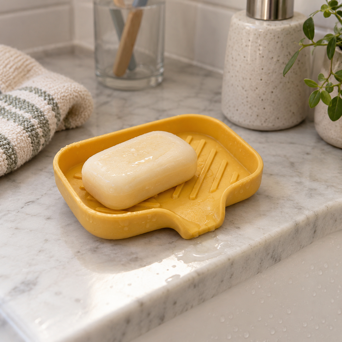 Silicone Soap Dish With Drain Spout