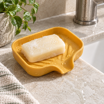 Silicone Soap Dish With Drain Spout