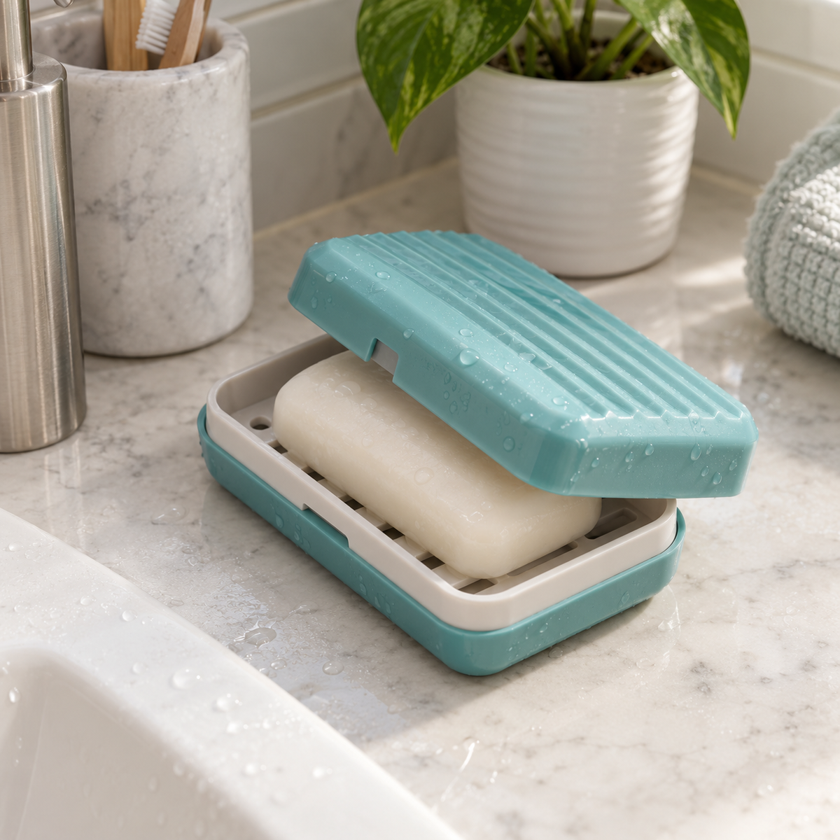 Leakproof Bar Soap Holder Dish With Lid For Shower