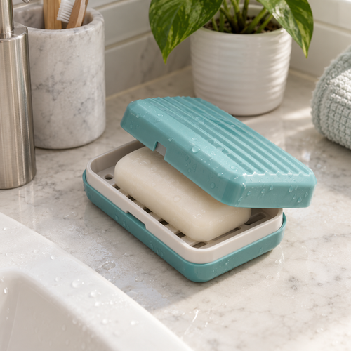 Leakproof Bar Soap Holder Dish With Lid For Shower