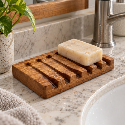 Soap Dish With Slanted Waterfall Design