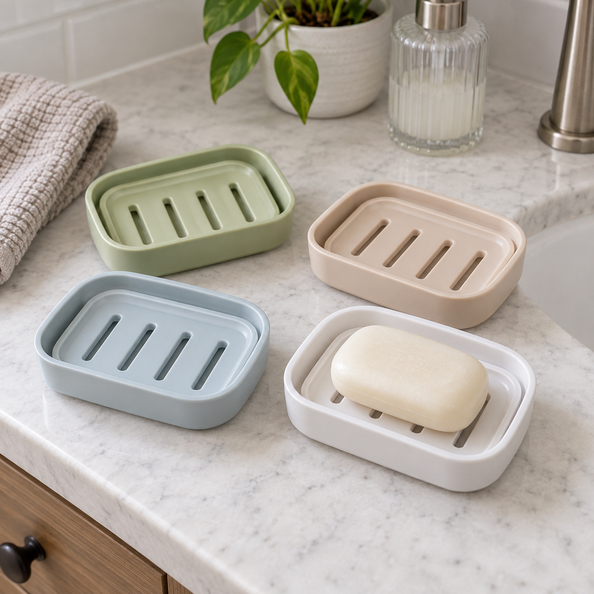 4 Pack Plastic Soap Dish