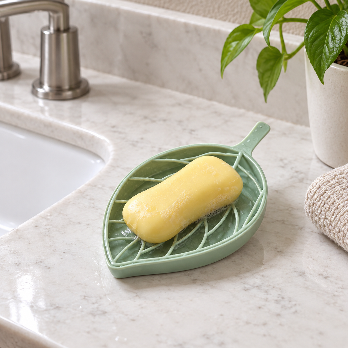 Leaf-Shaped Soap Dish Set