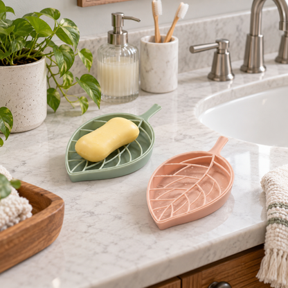 Leaf-Shaped Soap Dish Set