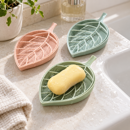 Leaf-Shaped Soap Dish Set