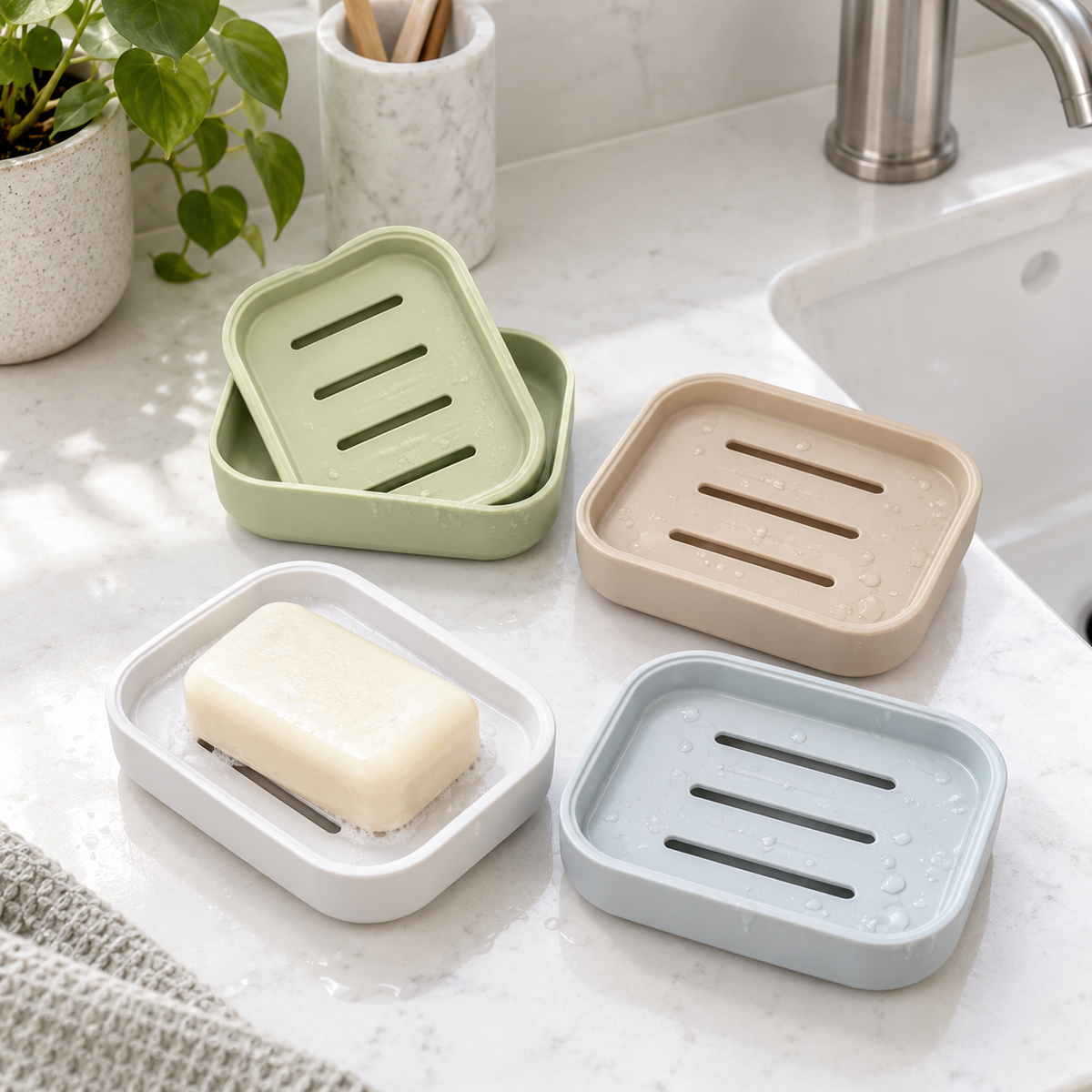 4 Pack Plastic Soap Dish