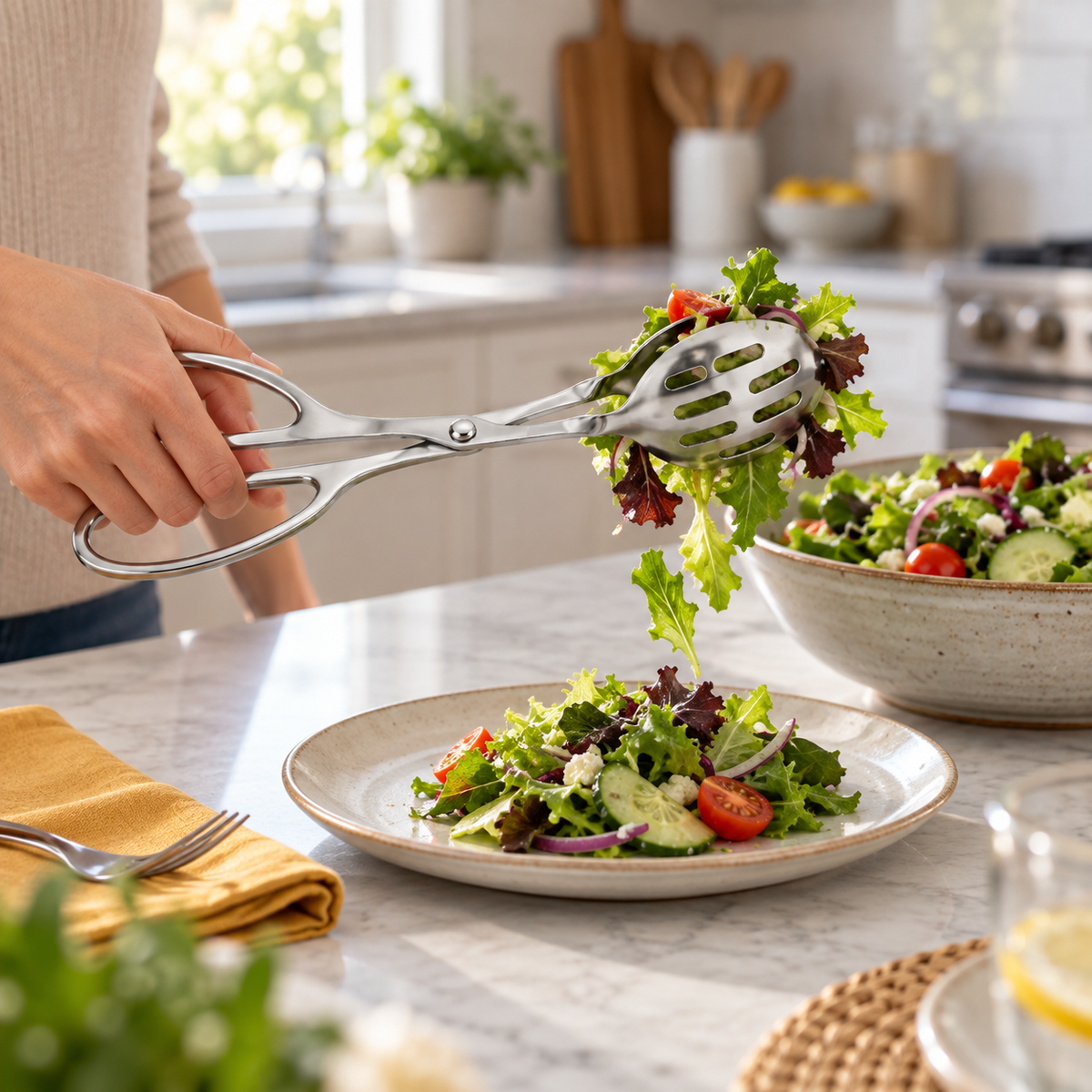 Stainless Steel Scissor Serving Tongs
