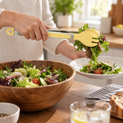 Silicone Food Tongs With Self-Locking Round Clip And Stand