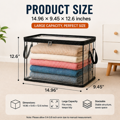 🎁💞LAST DAY 75% OFF ✨📦Larnto®Large Heavy-Duty Thick Plastic Clear Storage 3