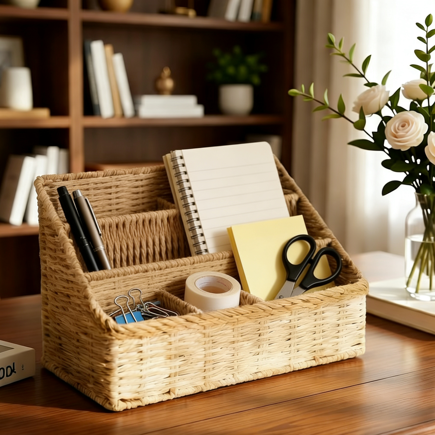 Larnto® Rattan Desk Organizer