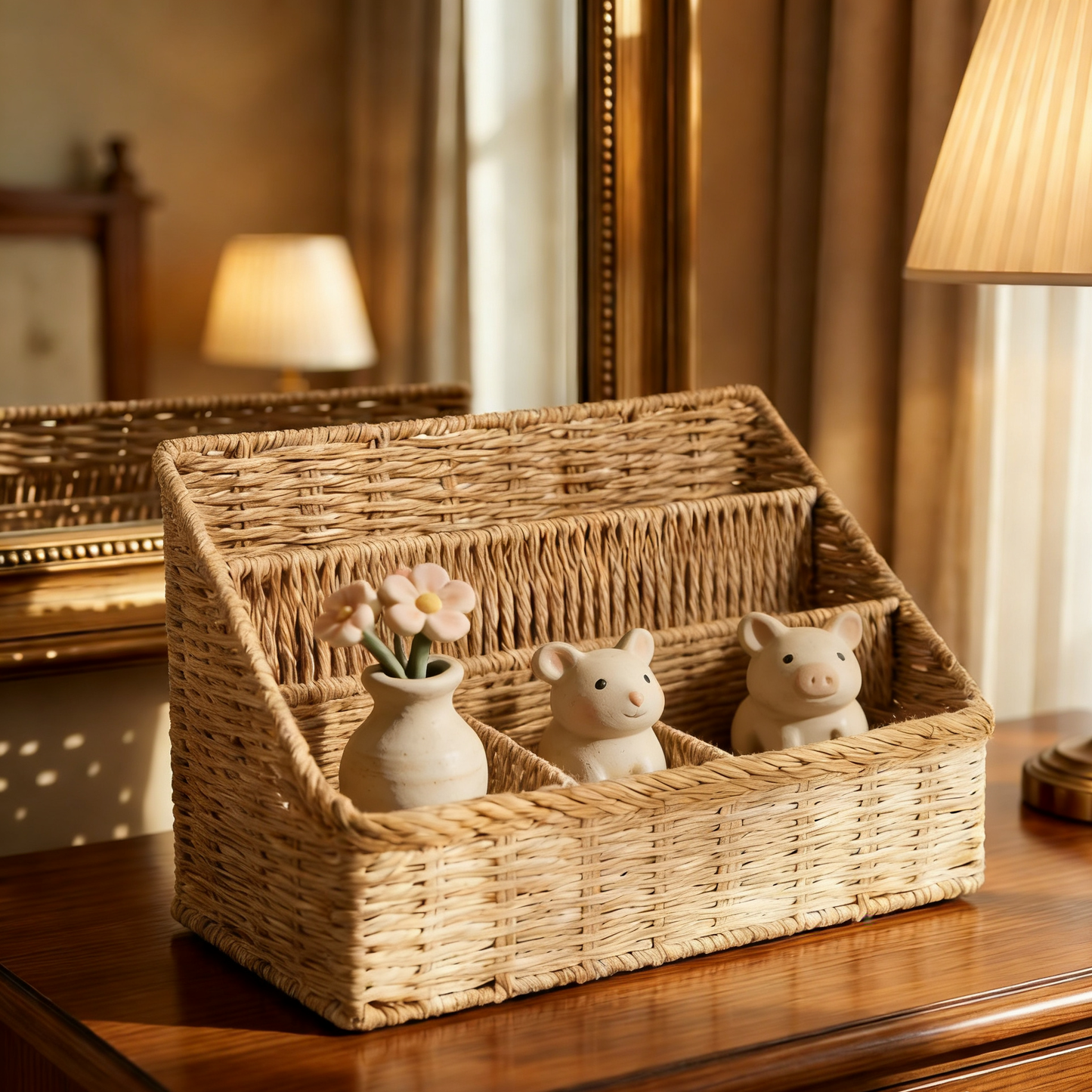 Larnto® Rattan Desk Organizer