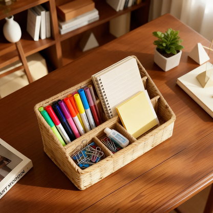 Larnto® Rattan Desk Organizer