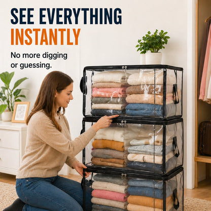🎁💞LAST DAY 75% OFF ✨📦Larnto®Large Heavy-Duty Thick Plastic Clear Storage 3