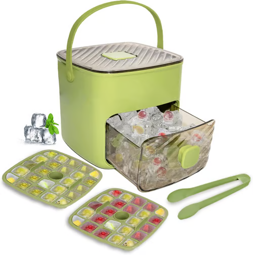 🍨🔥Last Day Special Price:£ 12.99!!!🧊Portable Ice Maker with Lid and Storage Box (48 cubes).