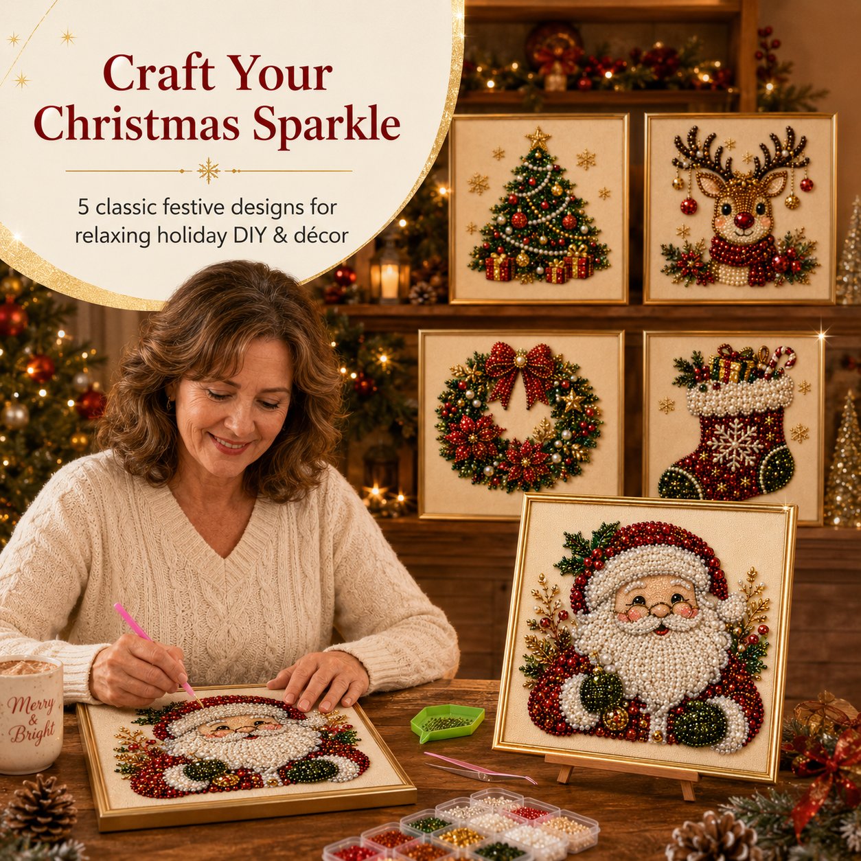 🎄 DIY Christmas Pearl Diamond Painting Kit