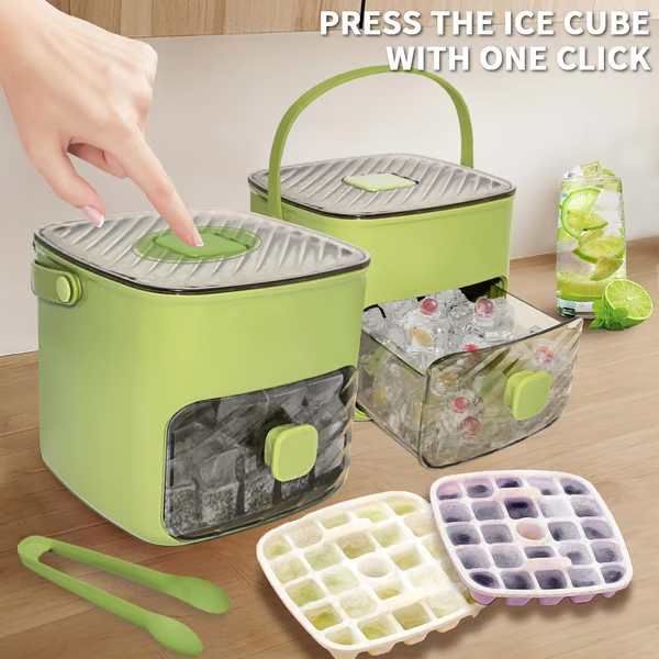 🍨🔥Last Day Special Price:£ 12.99!!!🧊Portable Ice Maker with Lid and Storage Box (48 cubes).