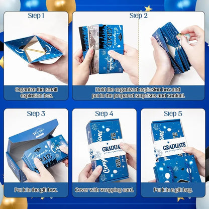 💞LAST DAY 50% OFF ✨2026 Graduation Explosion Pop Gift Box 🎓 Surprise Bounce Cash Box Grad Party Gift Bag Set