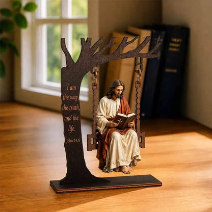 ✝️Jesus Swing Ornament – John 14:6 Faith Table Decor | Christian Bible Verse Home Decoration