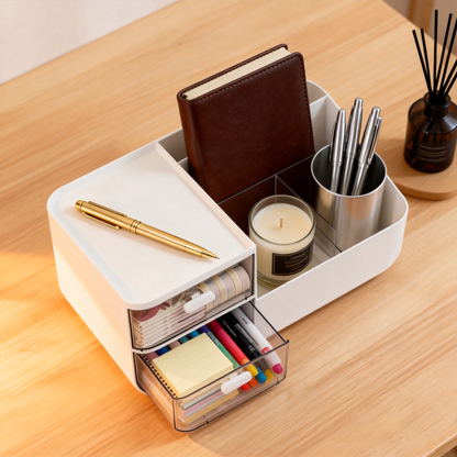 Larnto® 4-Compartment Drawer Organizer with 2 Drawers