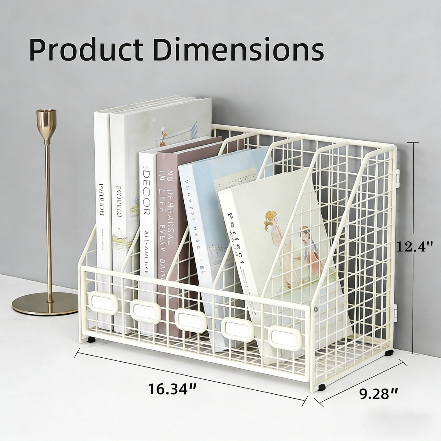 Larnto® Metal Desk Organizer | 5 Vertical Compartment File Holder