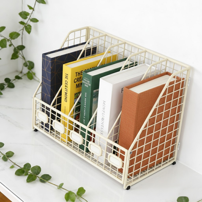 Larnto® Metal Desk Organizer | 5 Vertical Compartment File Holder