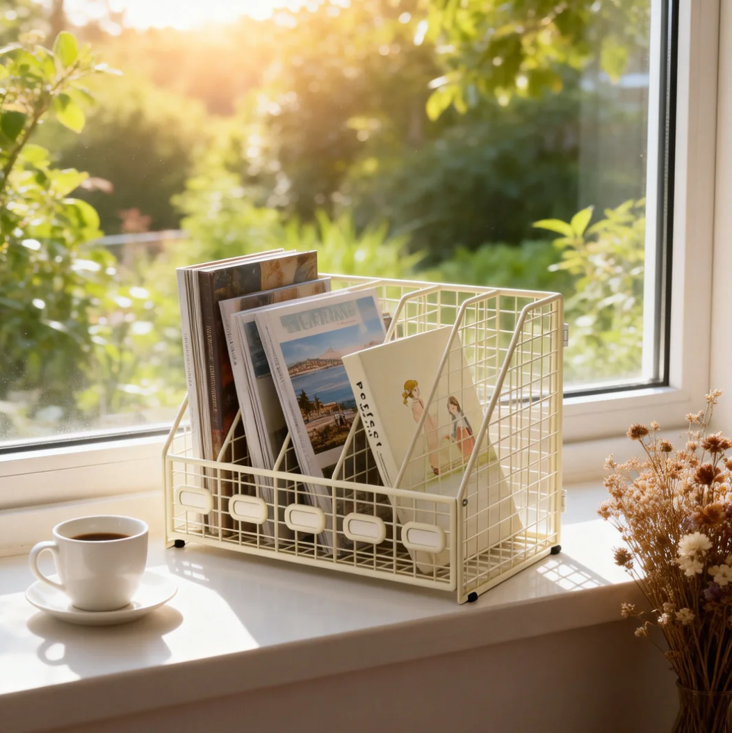 Larnto® Metal Desk Organizer | 5 Vertical Compartment File Holder