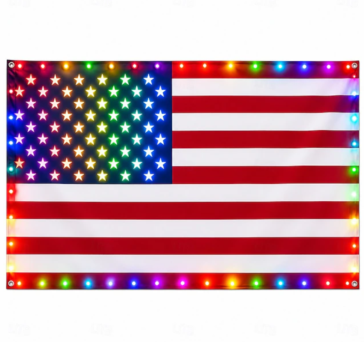 🔥75% Off Sale  American Flag Lights Outdoor, USA Flag With 98 Bright Leds