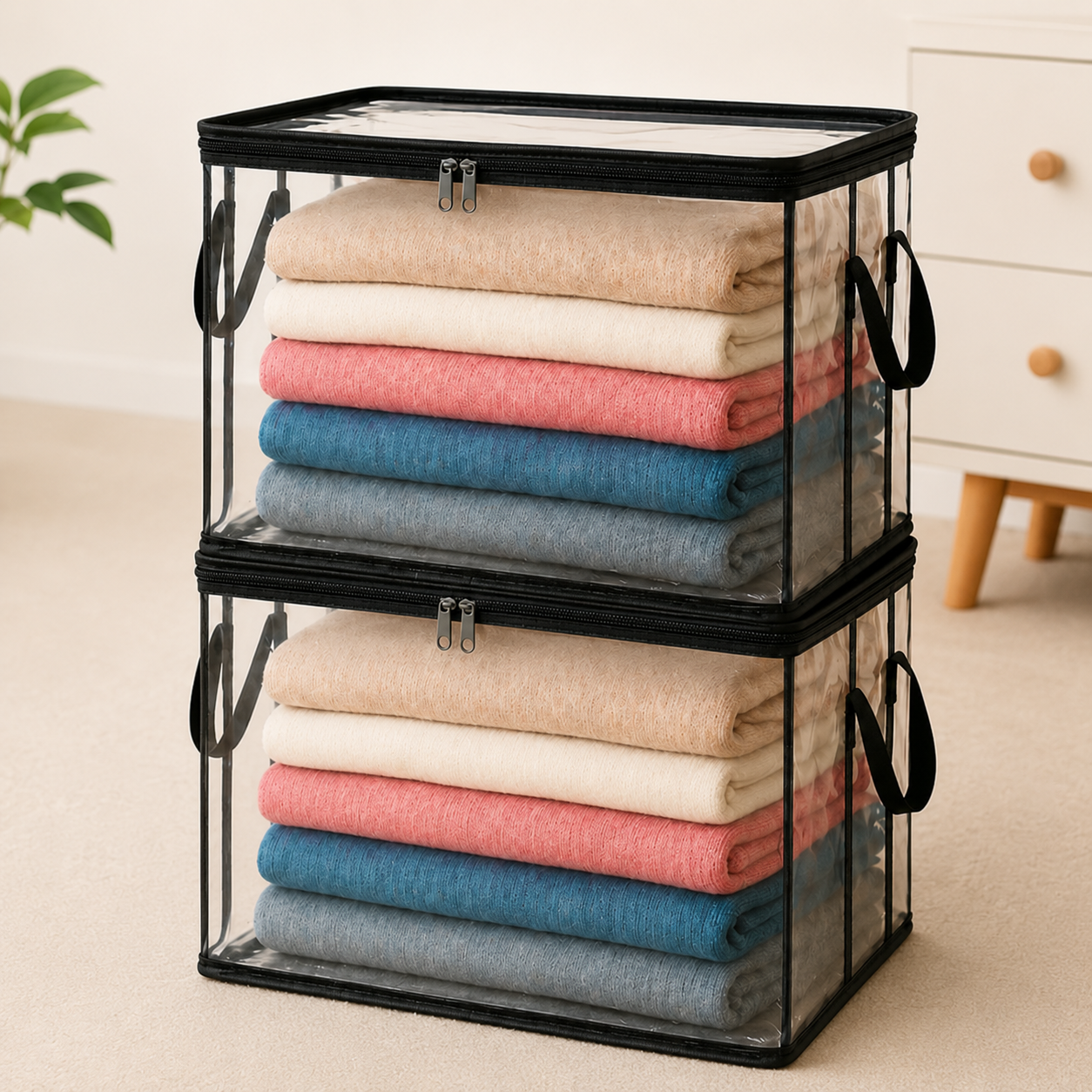 🎁💞LAST DAY 75% OFF ✨📦Larnto®Large Heavy-Duty Thick Plastic Clear Storage 3
