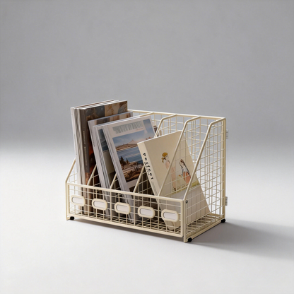 Larnto® Metal Desk Organizer | 5 Vertical Compartment File Holder