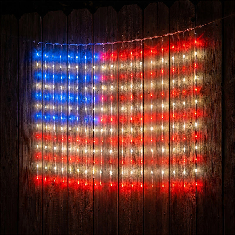 ❤️LIMITED-TIME 30% OFF! ✨ Patriotic Flag Net Lights – USB, Waterproof, 50,000-Hour ✨