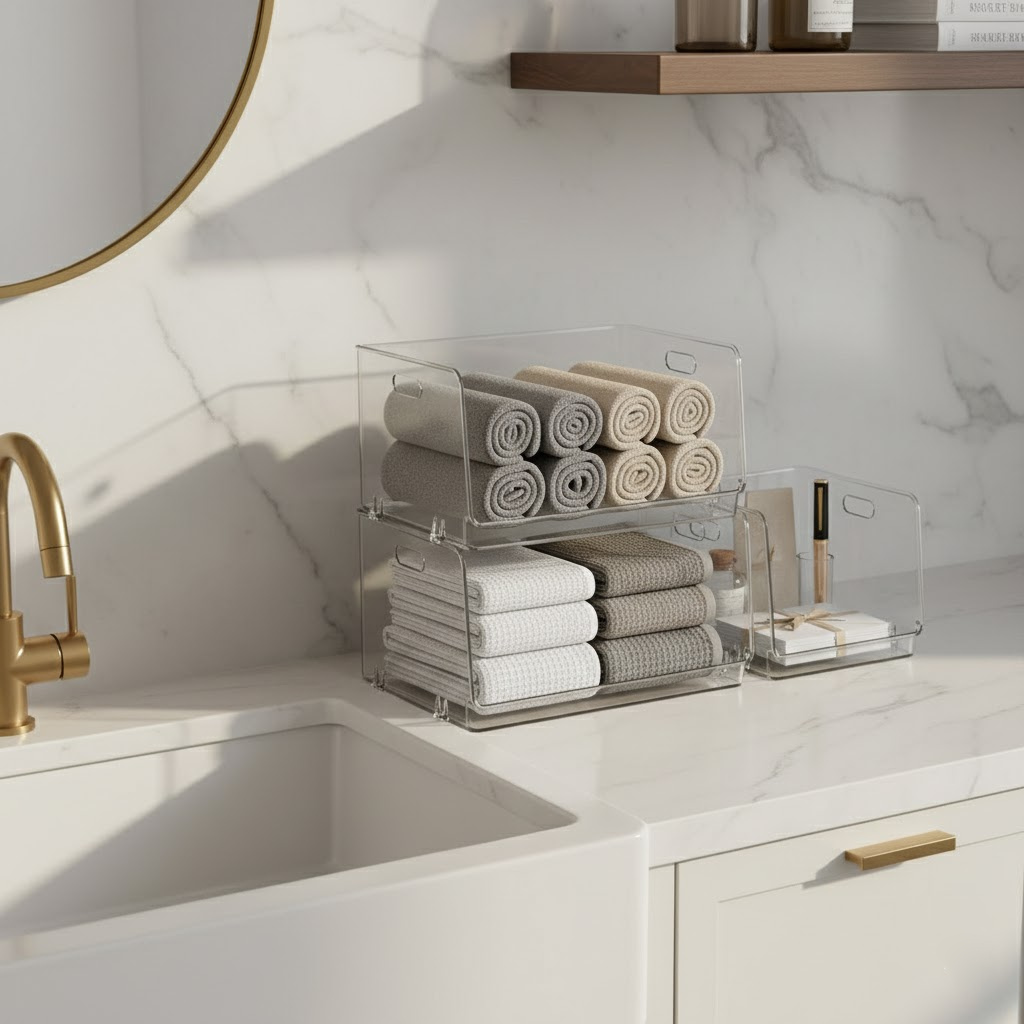 Larnto® Acrylic Storage Bins | Multi-Use Clear Organizers